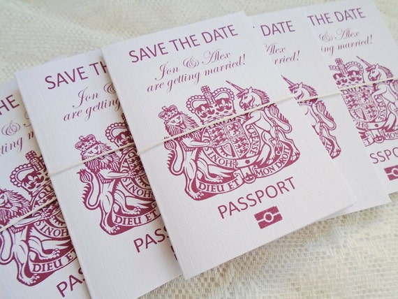 X10 Save The Date Passport Destination Wedding Invitations Etsy