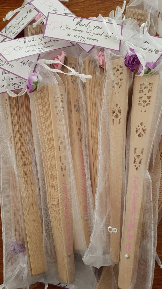 Personalised Wedding fans personalised x100 with organza bags Etsy