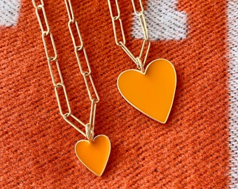 Burnt Orange enamel heart