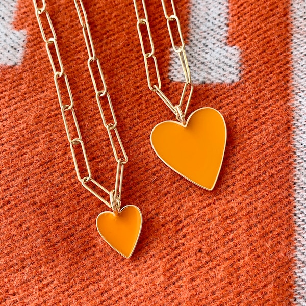 Burnt Orange enamel heart