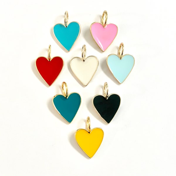 SMALL Enamel Heart on Paperclip Chain