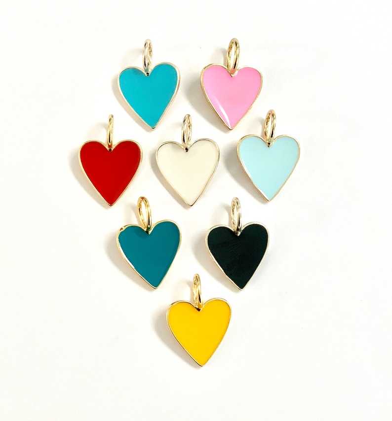 SMALL Enamel Heart on Paperclip Chain image 1