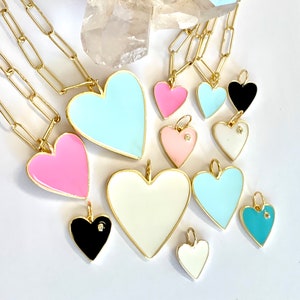 LARGE Enamel Heart on Paperclip Chain. image 1