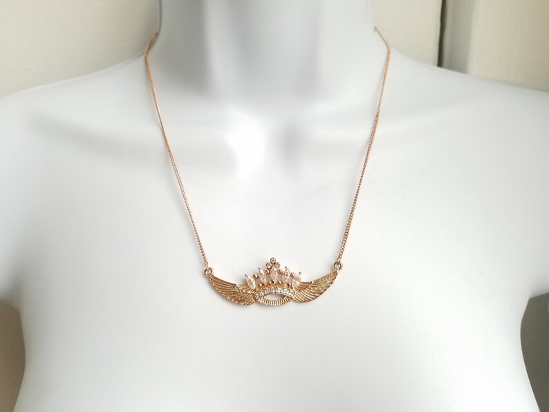 zircon necklace celebration gift wing pendant necklace princess necklace zircon crown pendant necklace wedding jewelry birthday gift