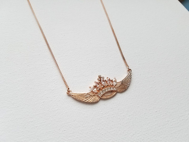 zircon necklace celebration gift wing pendant necklace princess necklace zircon crown pendant necklace wedding jewelry birthday gift