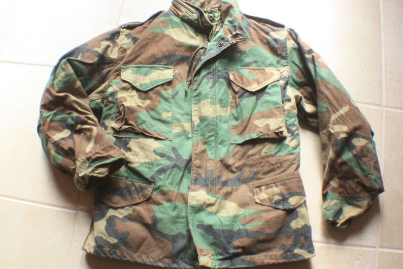 Vintage Men S Jacket M65 Army Field Coat Green Camo Military