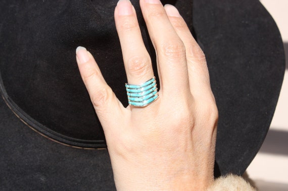 Turquoise Ring Large Silver Ring Big Turquoise Boho Stylish Etsy
