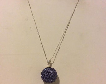 Purple pave sterling silver wrecking ball pendant necklace