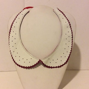 Red and white layered leather peter pan tie back necklace image 1
