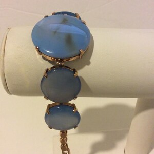 Soft marbled blue and gold circle bracelet