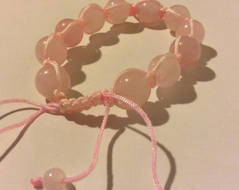Cuentas de ágata rosa piedra ajustable pulsera de la bola