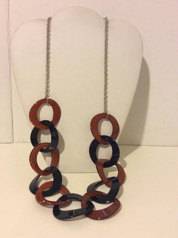 Brown and Black Long Chunky Resin Link Necklace Etsy Singapore