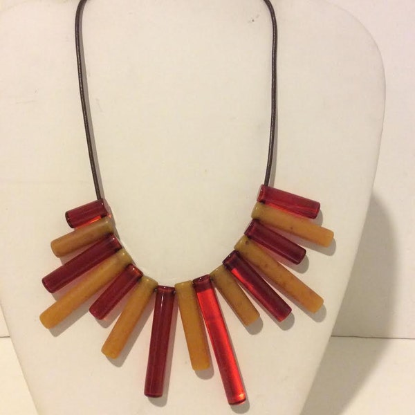 Sobral mustard and red resin sticks short statement necklace