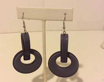 Lavender resin circle long hoop earrings