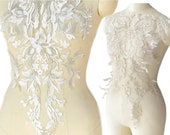 Light Gold Lace Appliqué Bridal Couture Dress Embroidery Decoration