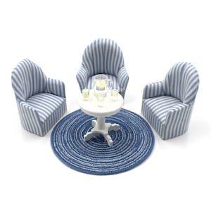 Dollhouse Furniture Armchair Sofa and Table Set - 1/12 Scale