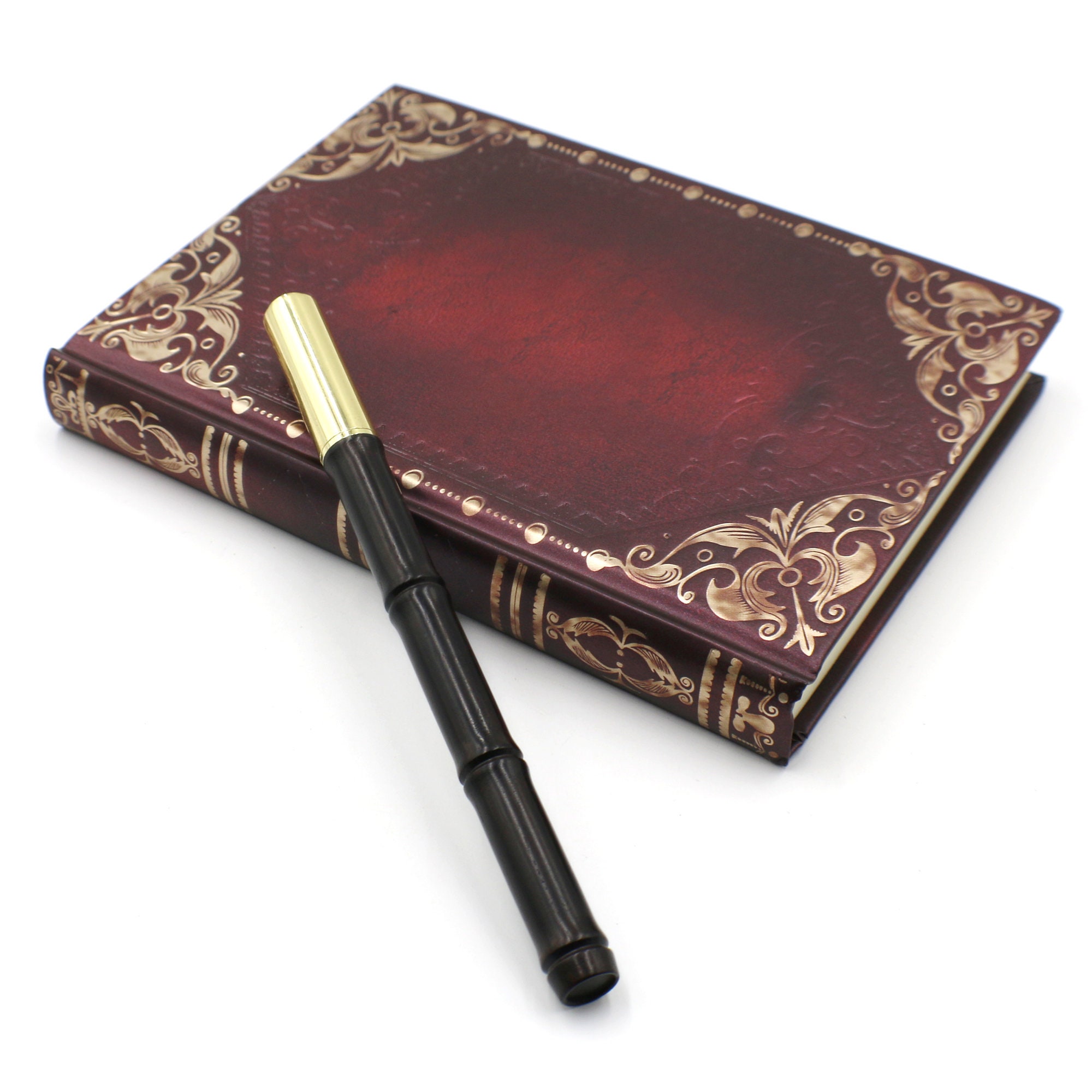 Vintage Notebook / Journal with Wood and Brass Pen for Etsy