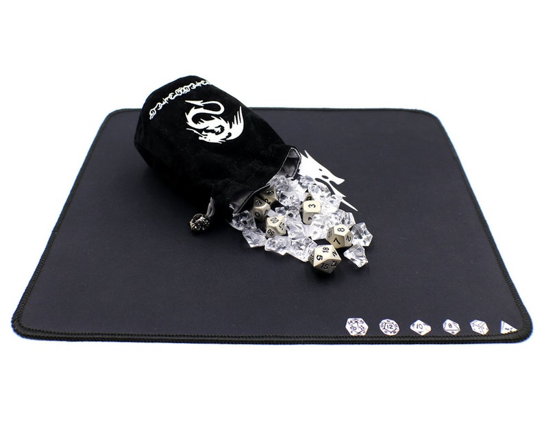 Satin Metal Dice Set with D&D Play Mat Dice Bag and Counters Etsy