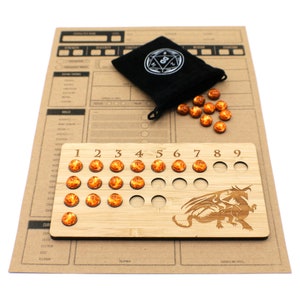 D&D Wooden Spell Tracker and Counters - RPG Accessory