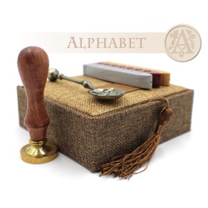 Selo A-Z do alfabeto estilizado - Conjunto/kit para presente de carimbo de cera
