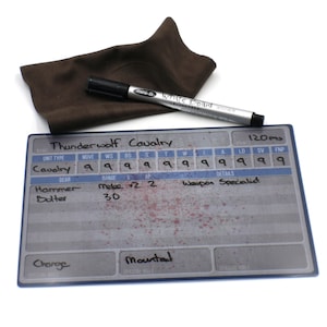 Dry Erase Unit Card with Pen and Cloth for Tabletop War Games