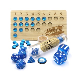 D&D Wizard Gift Set - Spell Tracker, Class Token and D20 Dice Set