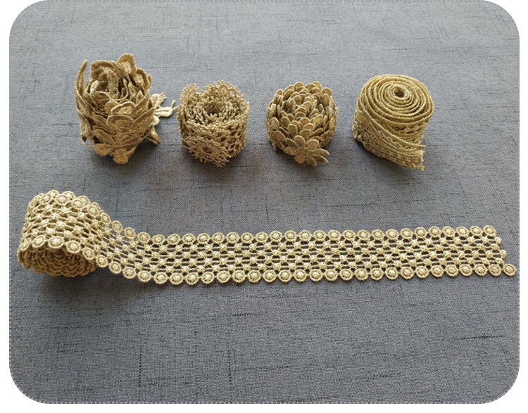 Golden 20 M Embroidered Metallic Gold Color Sequins Lace Trim, For Garments At Best Price In Surat - Foto 8