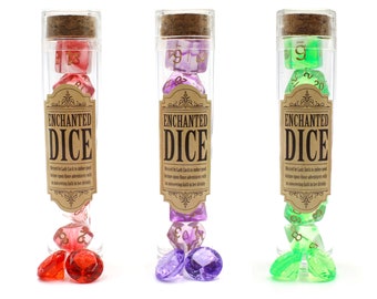 Enchanted Dice D&D Bottle - Transparent Swirl Polyhedral Dice