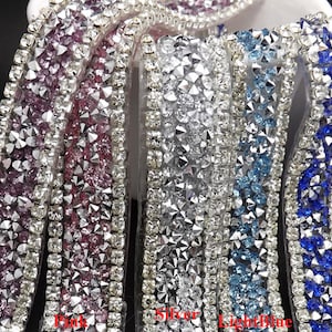 Bling Diamond Wedding Sash Bridal Wedding Dress Belt Applique Diamond Chain Rhinestone Trim