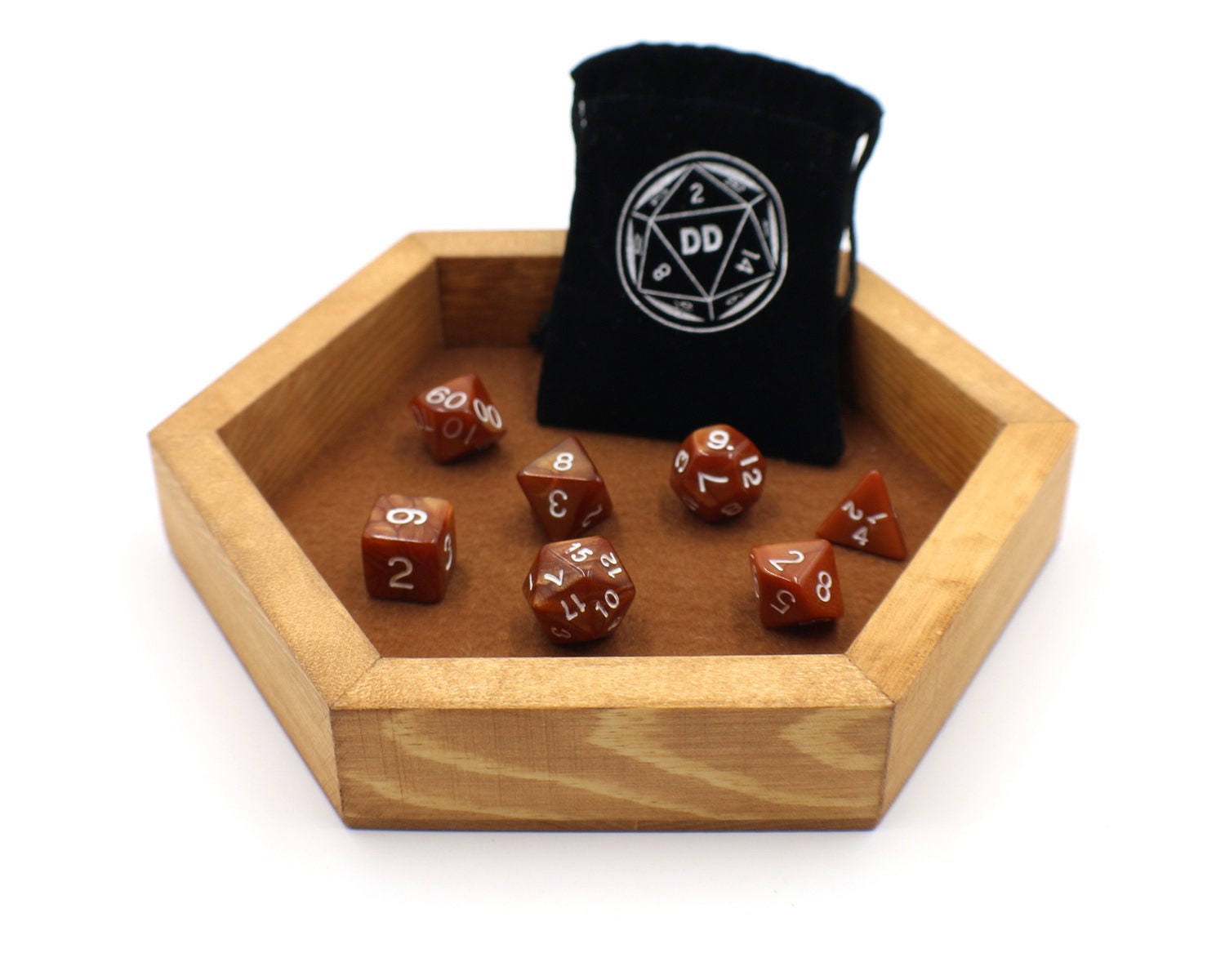 Wooden Dnd Dice Tray With Matching D20 Die Set and Bag Etsy