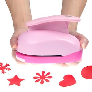 1.7 x 2.8 Paper Punch Shapes Mini Hole Puncher Heart for DIY Craft, Pink
