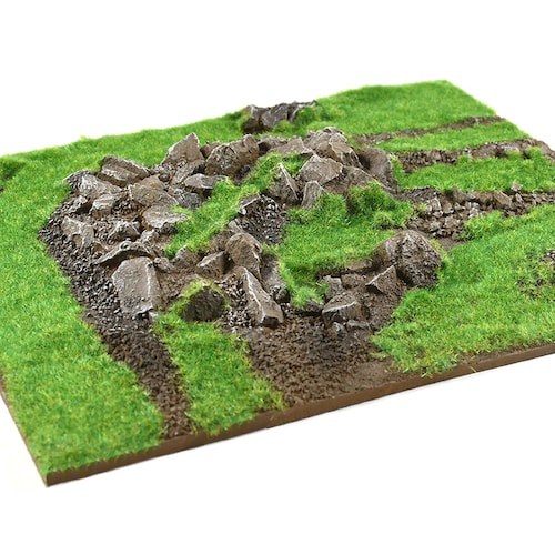 Diorama Scenery Display Board - Grass and Rocks Model