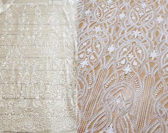 Élégant tissu de robe de mariée brodé de dentelle