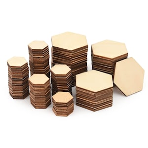 Bases/ladrilhos hexagonais de madeira - vários tamanhos