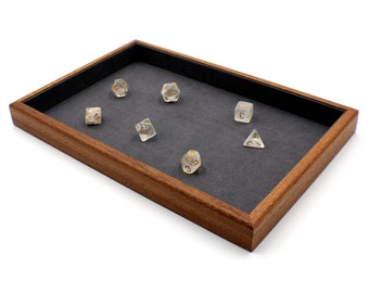 Premium Wood D&D Dice Tray with Matching D20 Dice Set