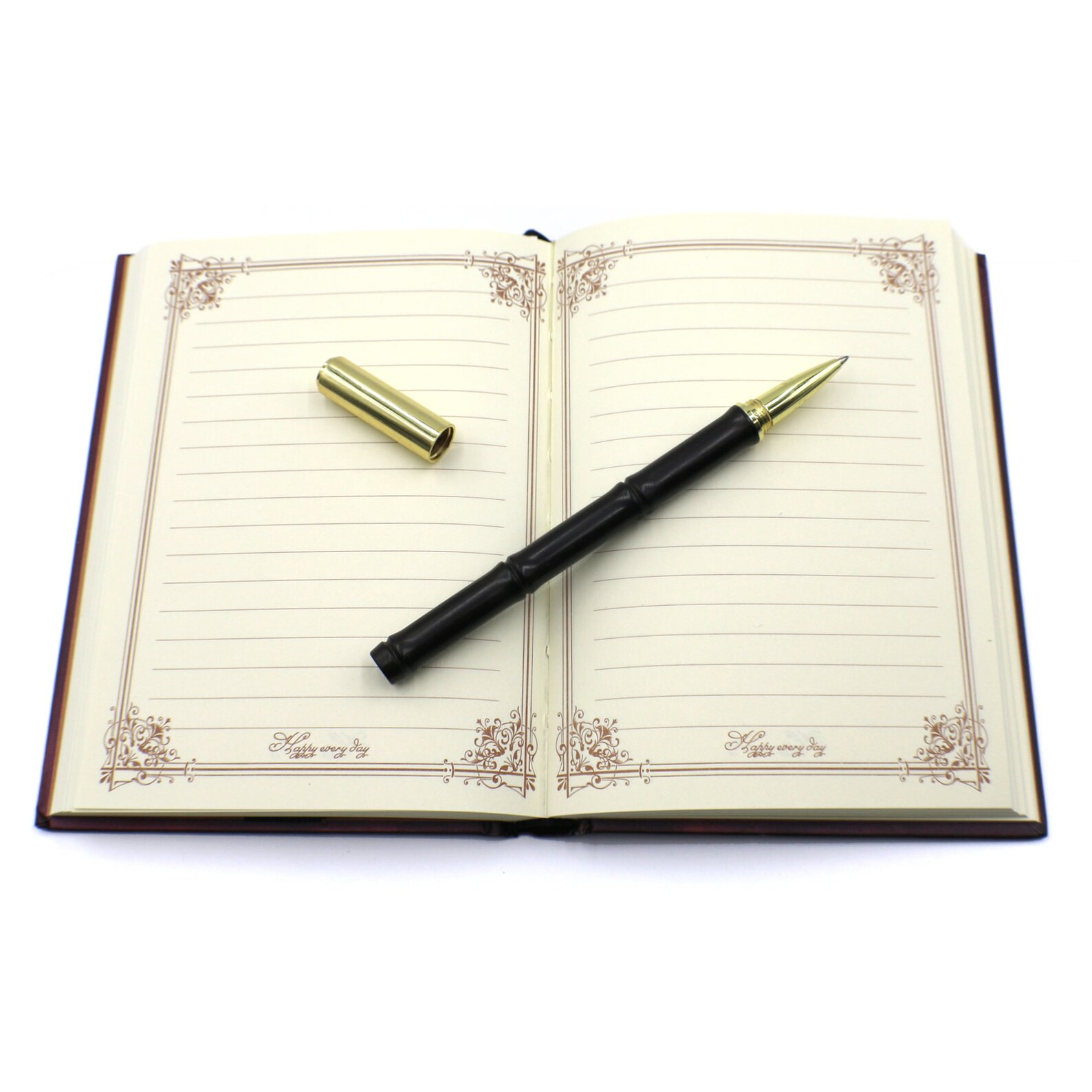 Vintage Notebook / Journal with Wood and Brass Pen for Etsy