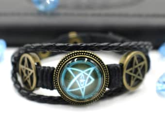 Cthulhu Mythos Elder Sign Leather Bracelet