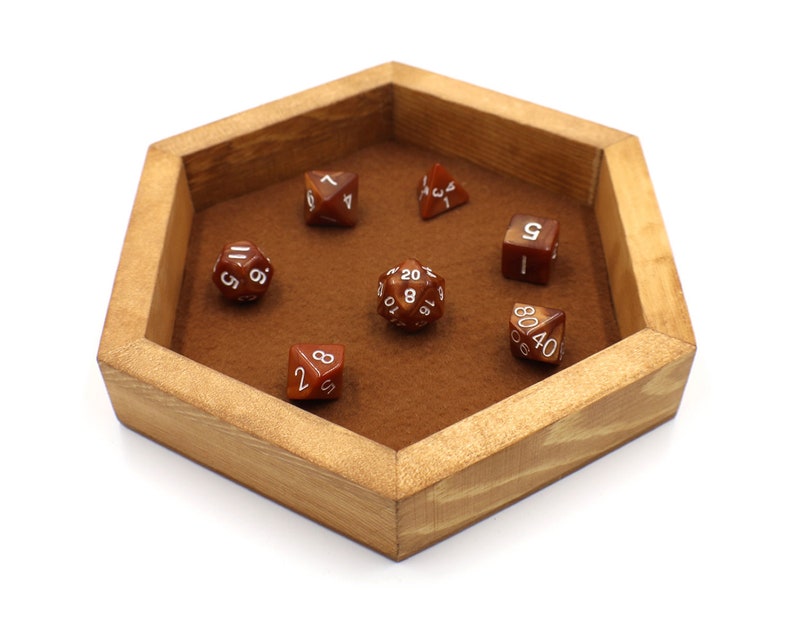 Wooden Dnd Dice Tray With Matching D20 Die Set and Bag Etsy