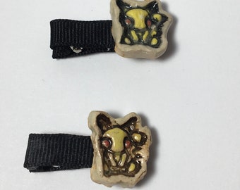 Cerámica hecha a mano Pikachu Clips de pelo / Barrettes!