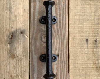 6 1/4" Barn Door Handle Gate Pull / Rustic Cast Iron Garage Garden Door Pull / Antique Style Grab Bar Dish Towel Holder