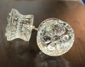 Clear Glass Knob Dresser Knobs Drawer Pull Cupboard Cabinet Furniture Hardware Door Pulls - Handmade Vintage Antique Style