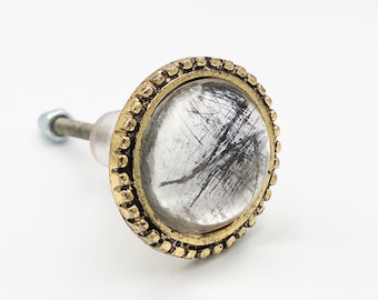 Silver and Gold Victorian Glass Dresser Knob, Mercury Glass Cabinet Knob, Drawer Knobs & Pulls. Vintage Antique Style Hardware