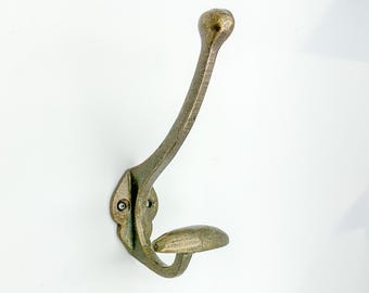 Iron Hook, Antique Brass Colored Coat Hook, Towel Holder, Double Wall Hook