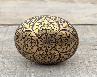 Gold & Brown Brass Cabinet Knob, Dresser Knob, Drawer Pulls and Knobs, Unique Oval Shaped