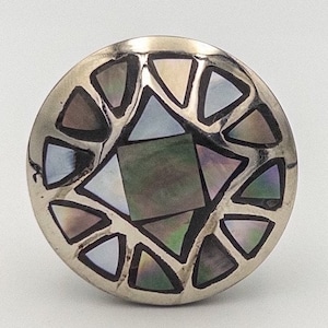 B Grade Unique Cabinet Knob, Dresser Drawer Pull - Vintage Style Mother of Pearl Knobs With Silver Base and Ebony Shell