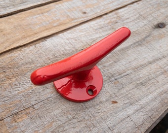 Boat Cleat Hooks, Outdoor Towel Hooks, Nautical Drawer Pulls, Red Curtain Drapery Ties, Cast Iron Rope Cleat Hooks