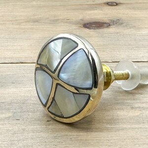 Mother of Pearl Infinity Cabinet Knob, Drawer Knobs & Pulls, Unique Design Dresser Knob With Gold Brass Base