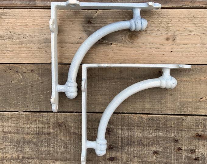 Pair White Cast Iron Shelf Brackets / Rustic Farmhouse Etsy
