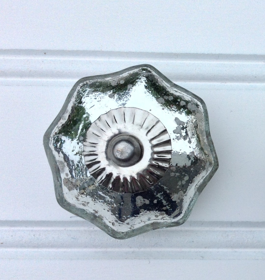8 Silver Mercury Glass Drawer Knob Dresser Pull Mirror Cupboard