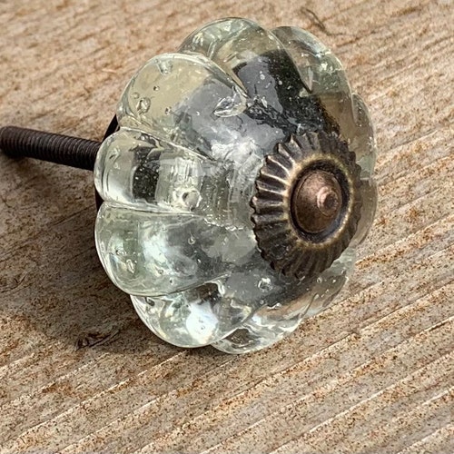 Glass Knob Clear Knob Dresser Knob Rustic Vintage Etsy